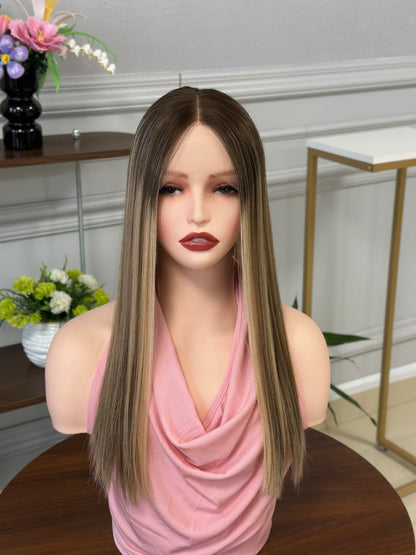 20 inch Slight Layer Color #B68 Brazilian Hair Straight Lace Top Kosher Wig Sheitel