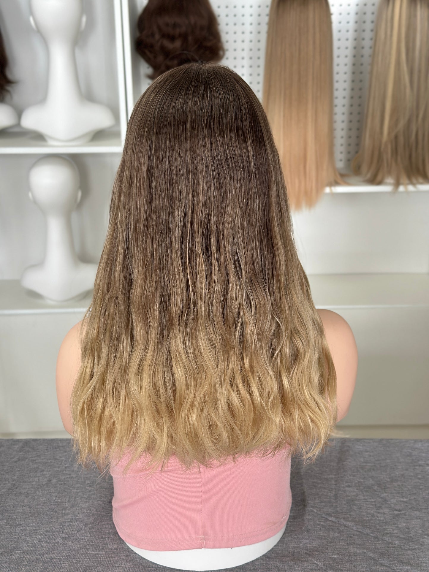 18 inch Slight Layer Color #B02 Natural Wave Straight Lace Top Kosher Wig Sheitel
