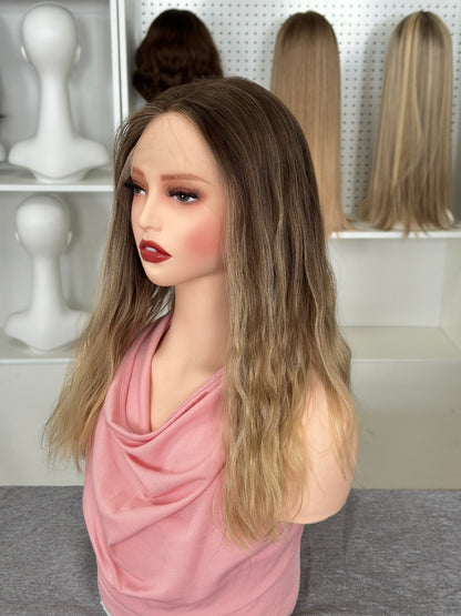 18 inch Slight Layer Color #B02 Natural Wave Straight Lace Top Kosher Wig Sheitel
