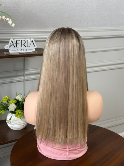 20 inch Slight Layer Color #B08 Brazilian Hair Straight Lace Top Wig Jewish Kosher Wig Sheitel