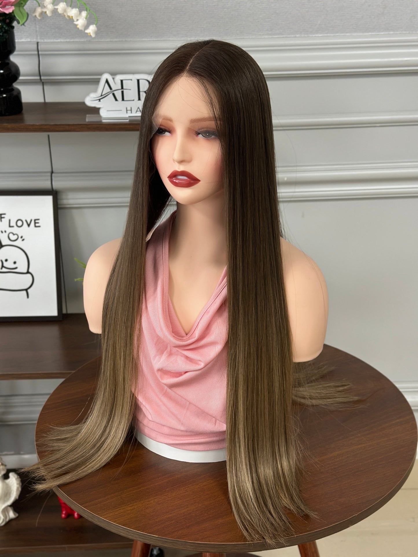 28 inch Slight Layer Color #B01 Straight Brazilian Hair Lace Top Jewish Wig Sheitel