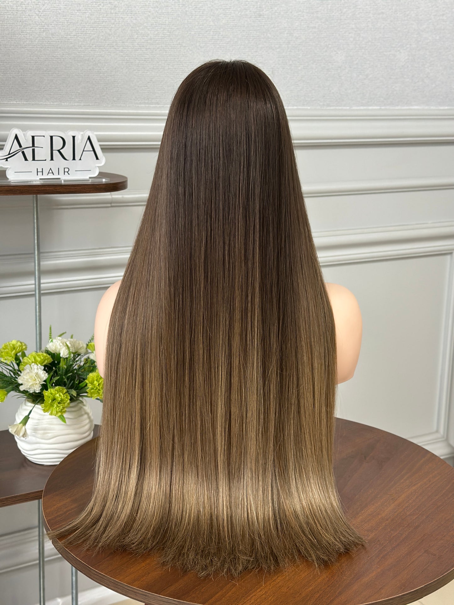28 inch Slight Layer Color #B01 Straight Brazilian Hair Lace Top Jewish Wig Sheitel