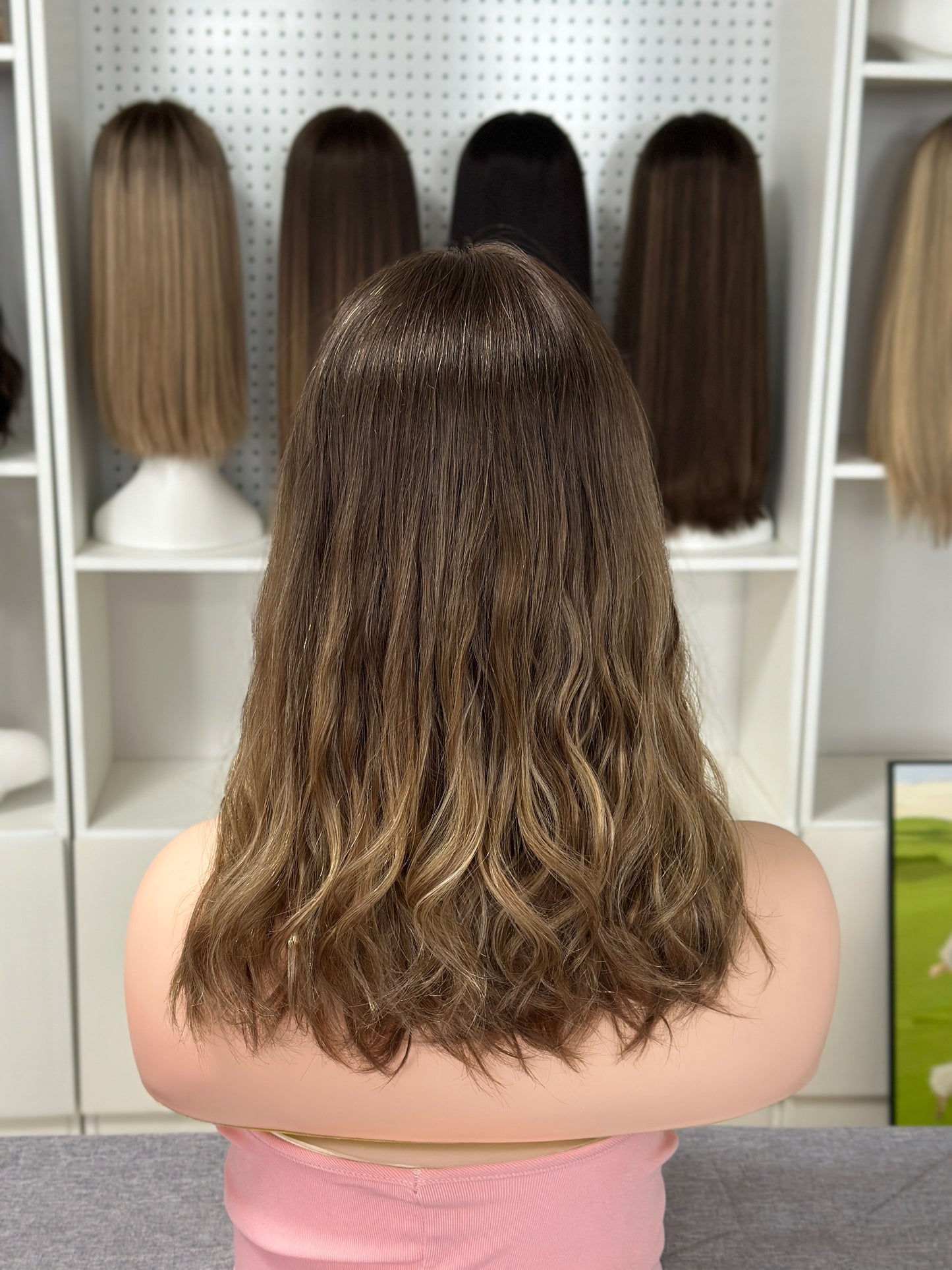 16 inch Slight Layer Natural Wavy Color #B01 Brazilian Hair Lace Top Wig Orthodox Wig Sheitel