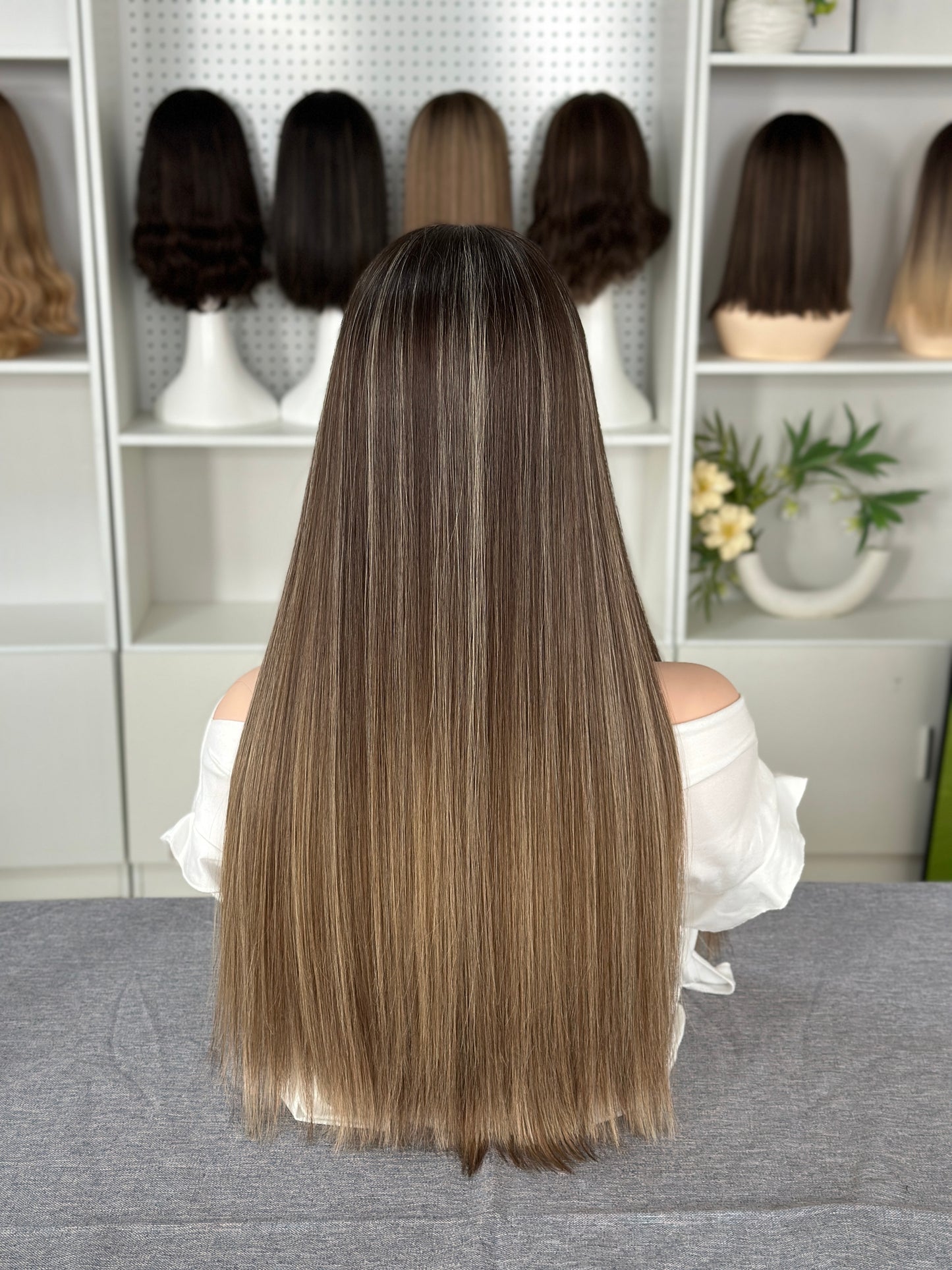 24 inch Straight Slight Layer Color #B24 Brazilian Hair Lace Top Jewish Kosher Wig Sheitel