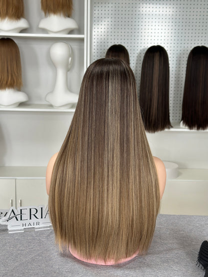 24 inch Straight Slight Layer Color #B24 Brazilian Hair Lace Top Jewish Kosher Wig Sheitel