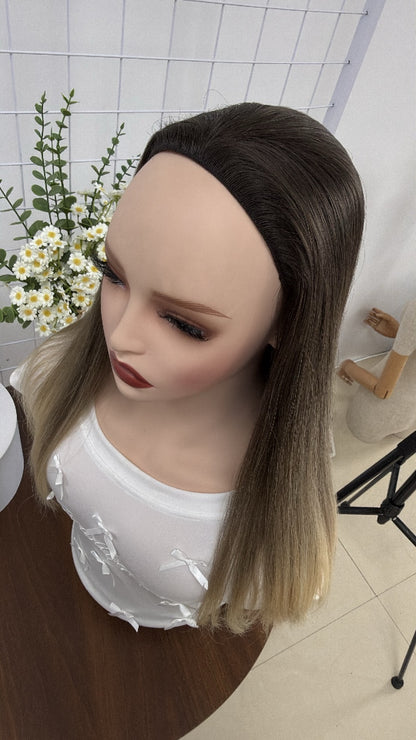 20 inch Straight Color #B02 Slight Layer Brazilian Hair Bandfall Jewish Kosher Wig Sheitel