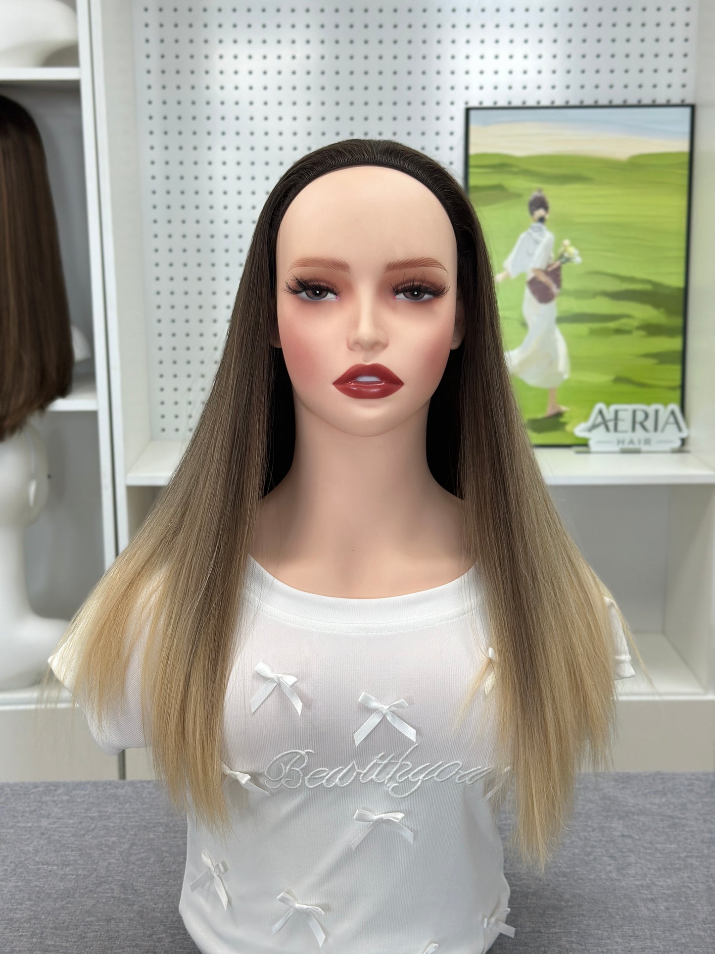 20 inch Straight Color #B02 Slight Layer Brazilian Hair Bandfall Jewish Kosher Wig Sheitel