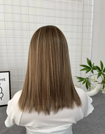 Blonde 14Inch Lace Top Short Wig Mini Layer