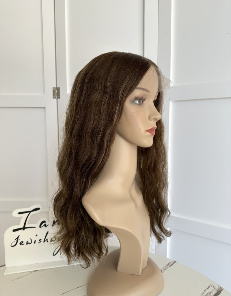 Light Brown With Highlight Wavy 20inch Slight Layer HD Lace Top Wig