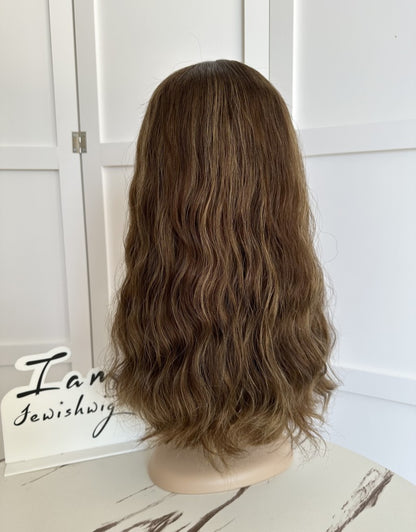 Light Brown With Highlight Wavy 20inch Slight Layer HD Lace Top Wig