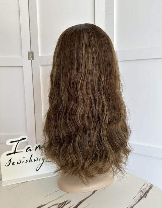 Light Brown With Highlight Wavy 20inch Slight Layer HD Lace Top Wig