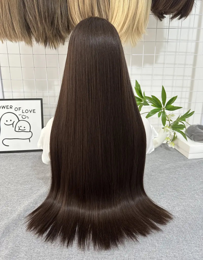 #68 Lace Top Wig 28inch Natural Straight Mini Layer