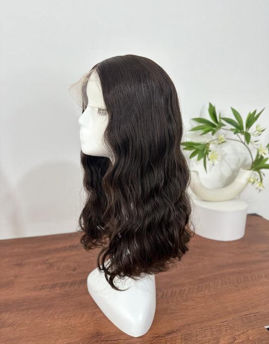 Dark Brown Wavy 20inch No Layer HD Lace Top Wig