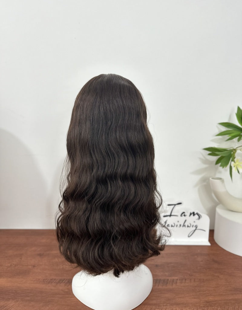 Dark Brown Wavy 20inch No Layer HD Lace Top Wig