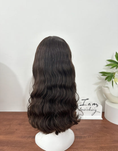 Dark Brown Wavy 20inch No Layer HD Lace Top Wig