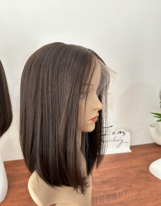 Dark Brown 14inch No Layer HD Lace Top Wig
