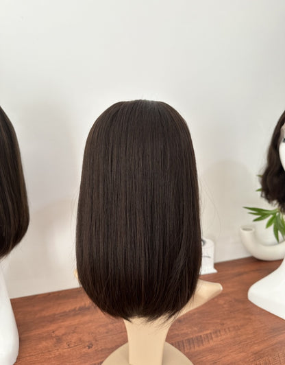 Dark Brown 14inch No Layer HD Lace Top Wig