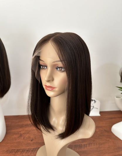 Dark Brown 14inch No Layer HD Lace Top Wig
