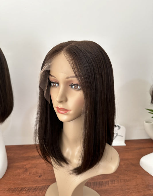 Dark Brown 14inch No Layer HD Lace Top Wig