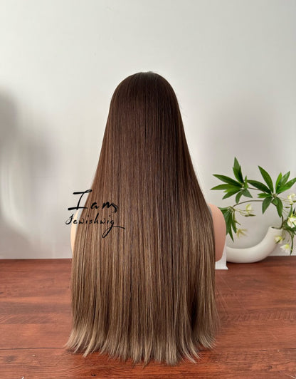 Medium Brown 24inch Slight Layer HD Lace Top Wig