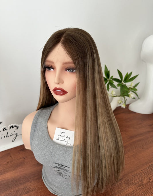 #4/6with Highlights 20inch Slight Layer HD Lace Top Wig