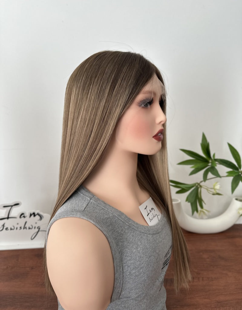 #4/6with Highlights 20inch Slight Layer HD Lace Top Wig