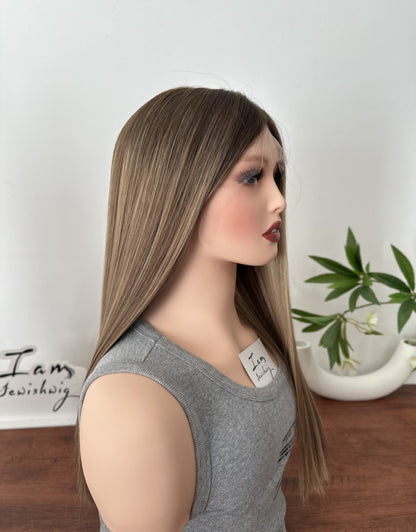 #4/6with Highlights 20inch Slight Layer HD Lace Top Wig