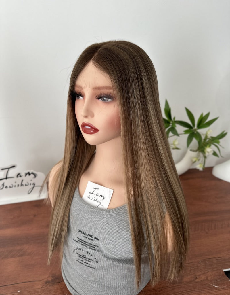 #4/6with Highlights 20inch Slight Layer HD Lace Top Wig