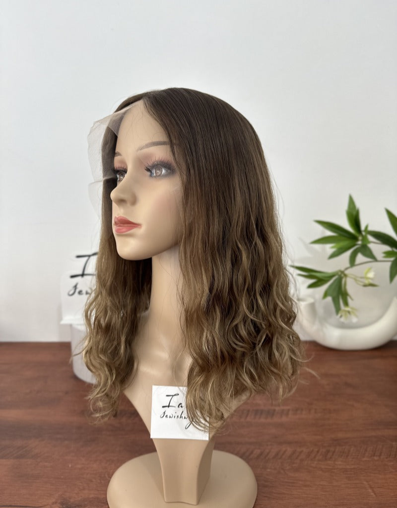 #4B10 Wavy 16inch Slight Layer HD Lace Top Wig