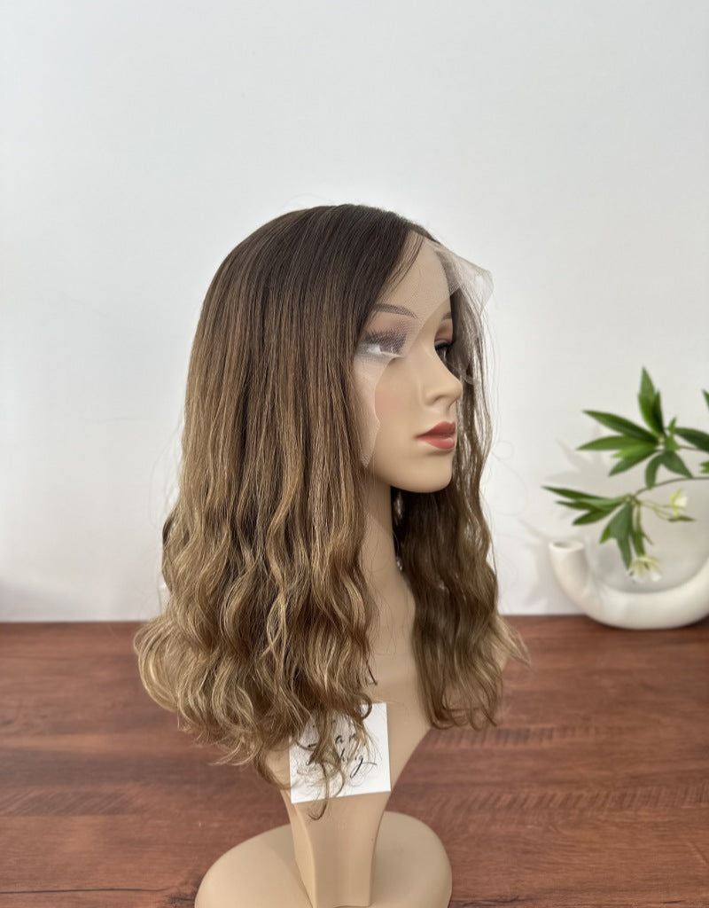 #4B10 Wavy 16inch Slight Layer HD Lace Top Wig