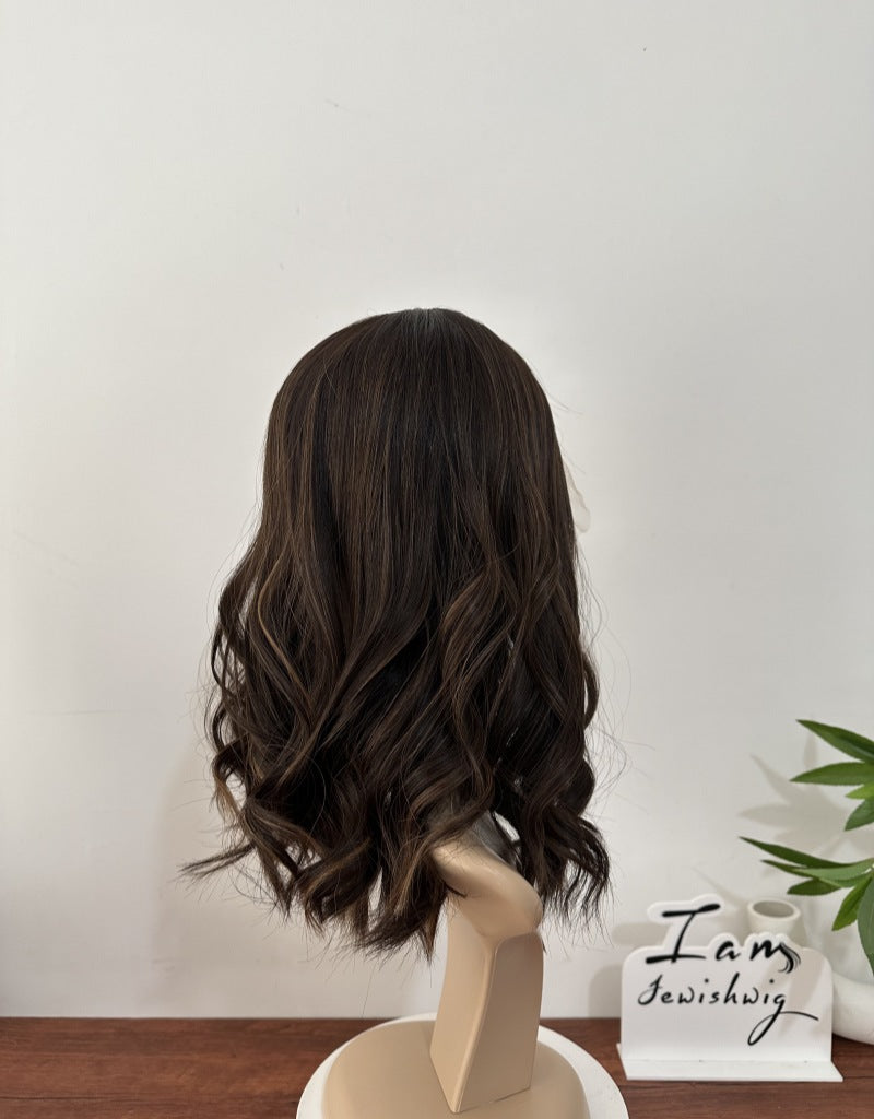 Natural Color With Highlight 16inch Slight Layer HD Lace Top Wig
