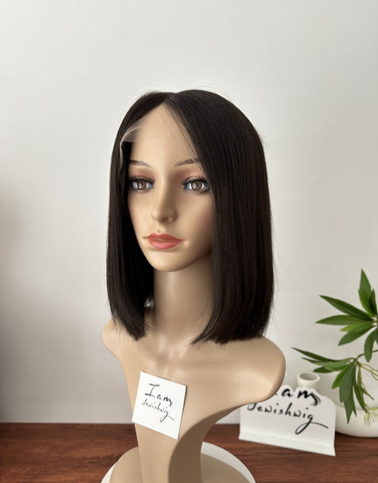 Natural Black 12inch No Layer HD Lace Top Wig