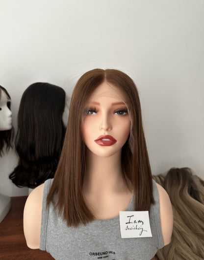 Red Color 14inch No Layer HD Lace Top Wig