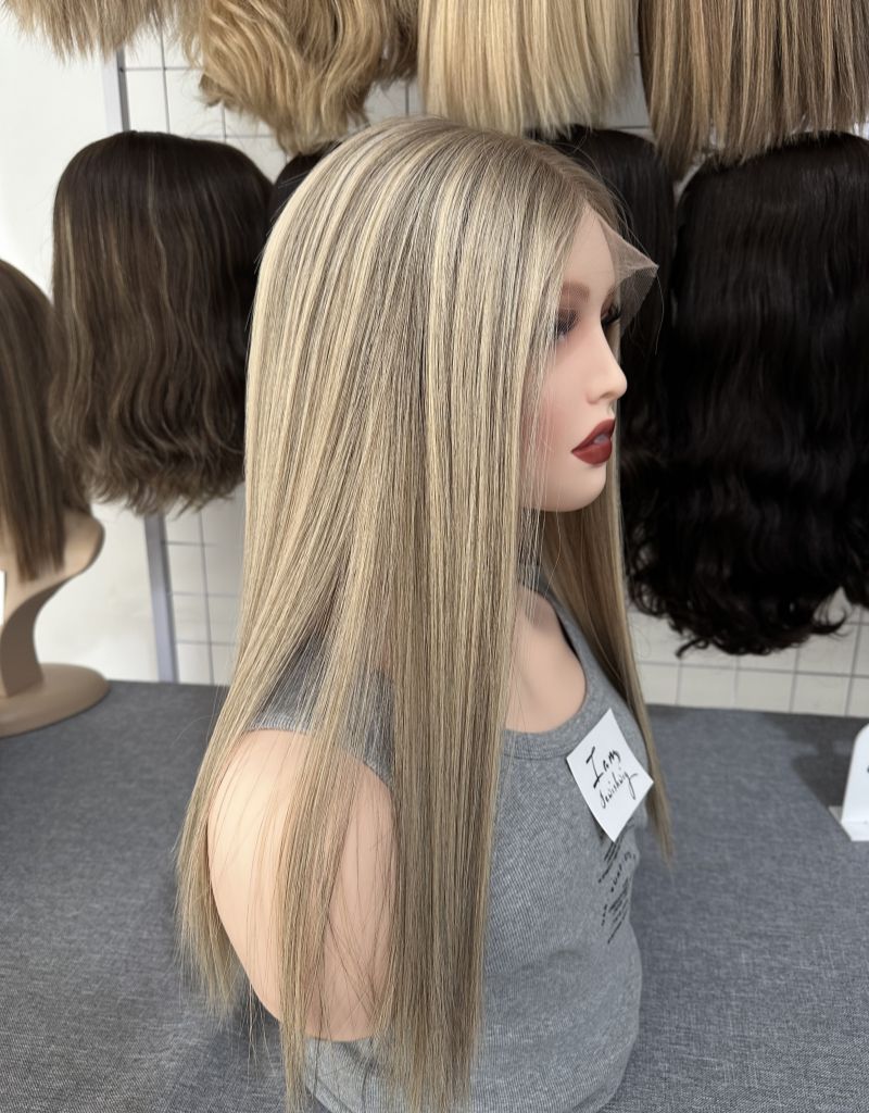 Light Gold 20inch Slight Layer HD Lace Top Wig