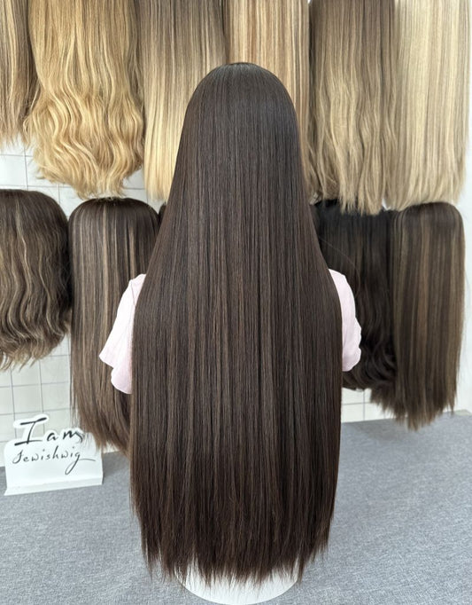 Dark Brown 30inch Small Layer HD Lace Top Wig
