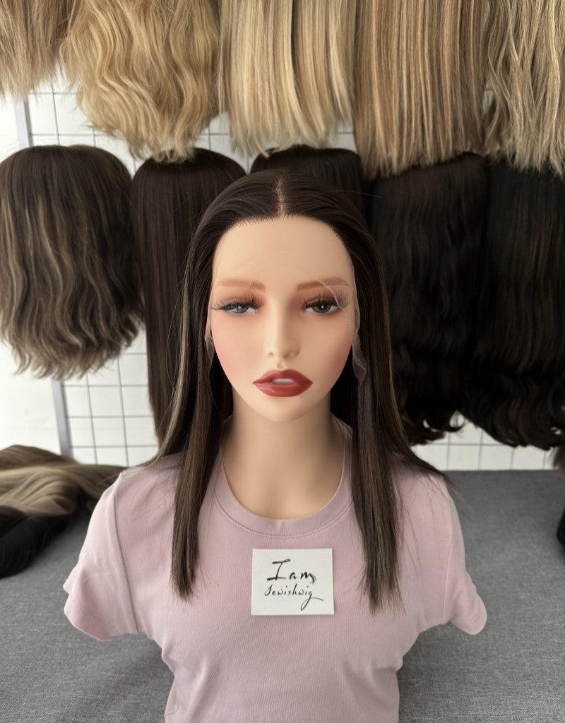 #4/6with Highlight 16inch Small Layer HD Lace Top Wig