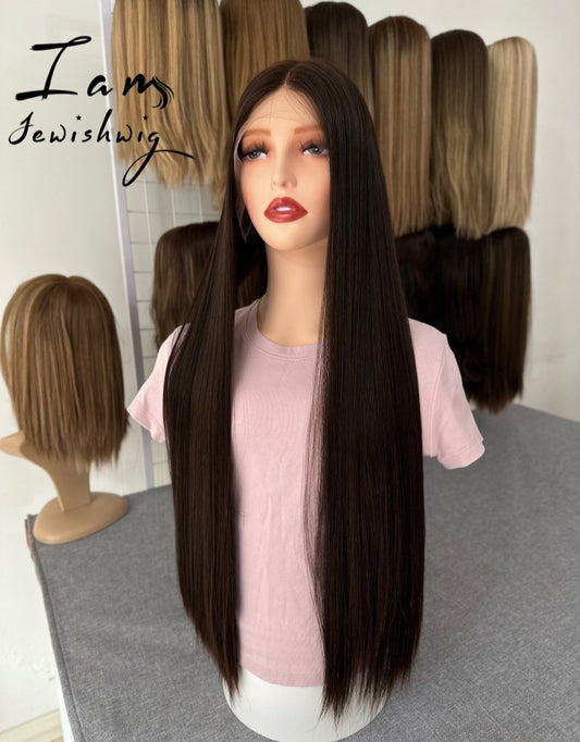 Dark Brown 30inch Small Layer HD Lace Top Wig