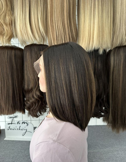 #4 With Highlights 12inch No Layer HD Lace Top Wig