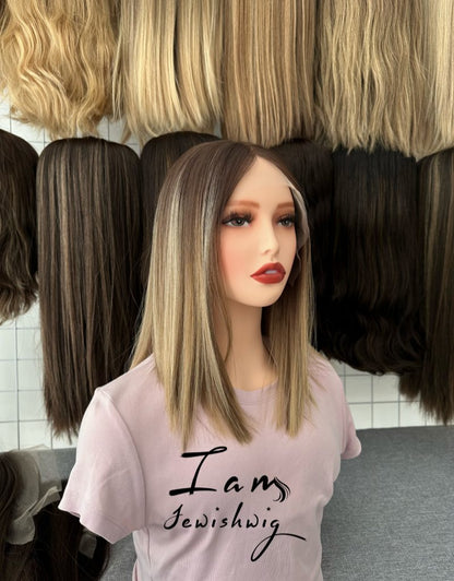 #4H10with Highlight 14inch Slight Layer HD Lace Top Wig