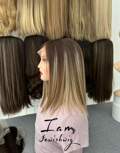 #4H10with Highlight 14inch Slight Layer HD Lace Top Wig