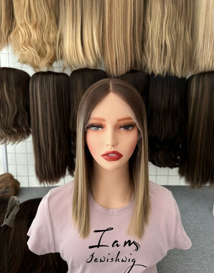 #4H10with Highlight 14inch Slight Layer HD Lace Top Wig
