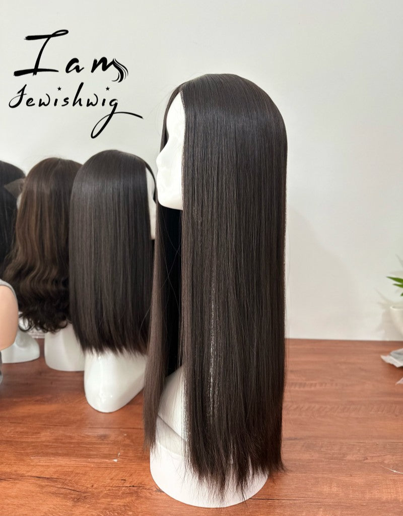 Natural Color 26inch Slight Layer Silk Top Wig