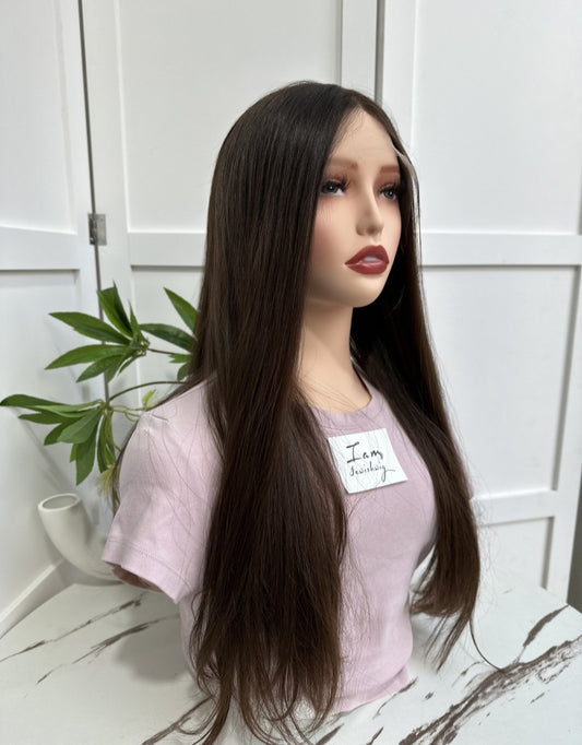 Lace Top Wig 100% Russian Hair 23inch Natural Straight