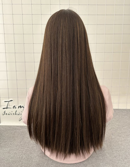#4/8 Lace Top Wig 22inches Slight Layer Natural Straight Hair