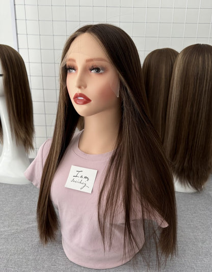 Russian Hair Lace Top Wig 23inches Slight Layer Add Babyhair Natural Straight Hair