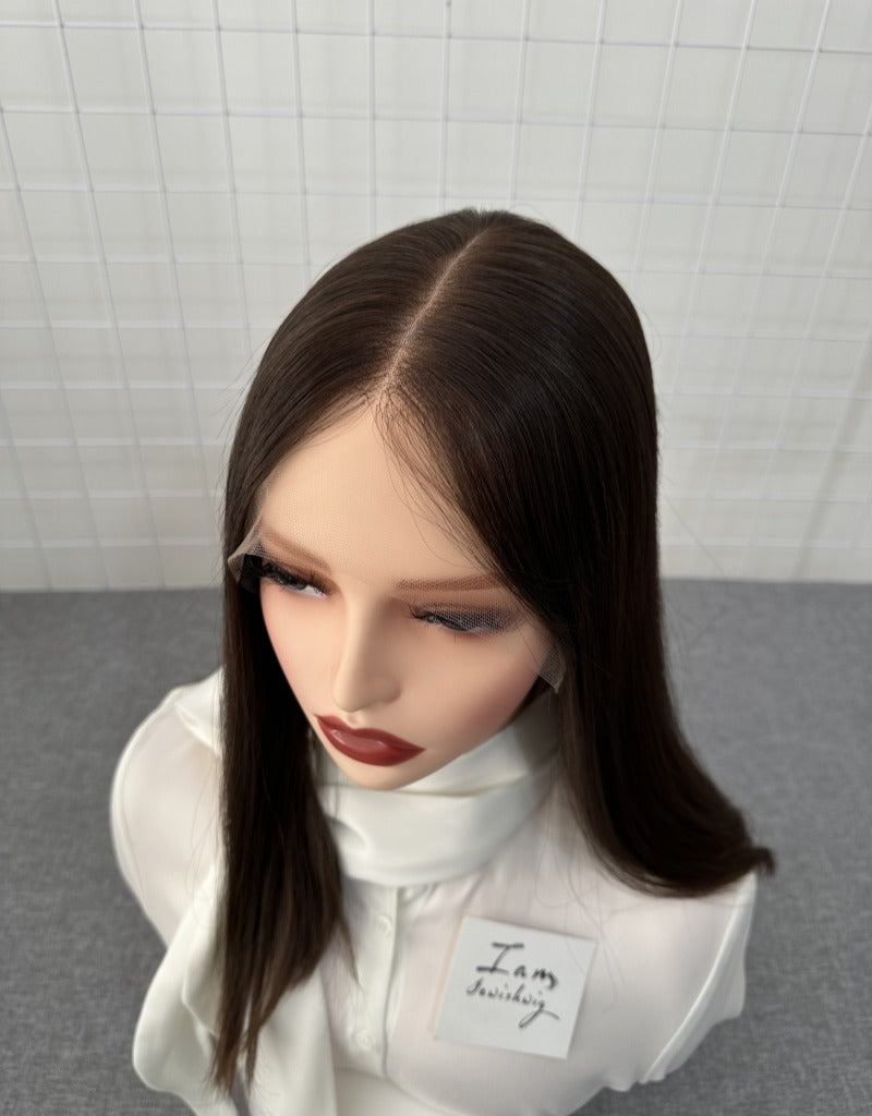 Russian Hair Lace Top Wig 16inches Slight Layer Natural Straight Hair
