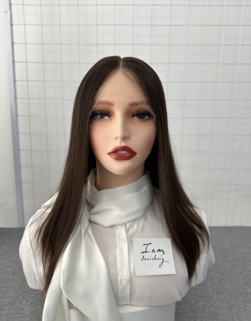 Russian Hair Lace Top Wig 16inches Slight Layer Natural Straight Hair