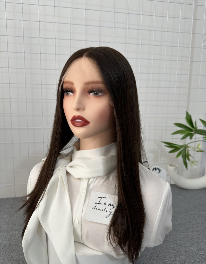 Russian Hair Lace Top Wig 18inches Slight Layer Natural Straight Hair
