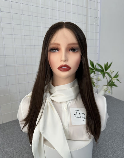 Russian Hair Lace Top Wig 18inches Slight Layer Natural Straight Hair