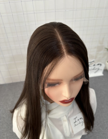 Russian Hair Lace Top Wig 18inches Slight Layer Natural Straight Hair